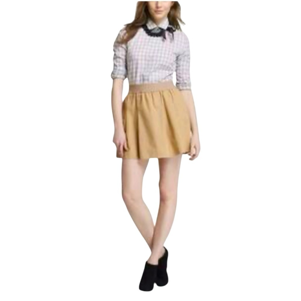 J. Crew Olive Pleated Mini Skirt Size 6 #1786